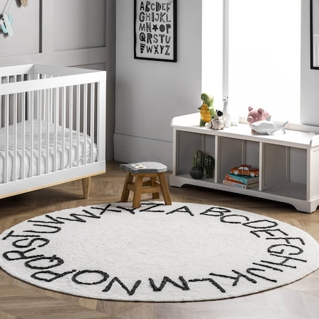 Nuloom Kids Washable Round Alphabet Rug 6ft SVDC01B-R606
